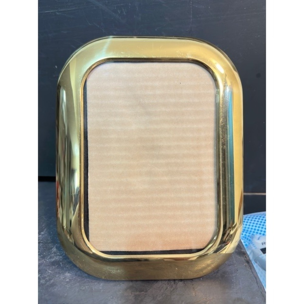 Vintage Polished Gold Tone Rounded Rectangular Picture Frame 5x7 Mid Century MCM